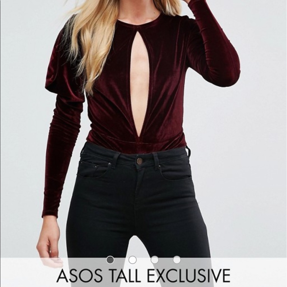 ASOS TALL Velvet long sleeve bodysuit